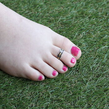 Black Footsteps Bohemian Midi Band Toe Ring, 3 of 9
