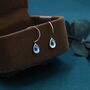 Moonstone Droplet Drop Hook Earrings Sterling Silver, thumbnail 2 of 11