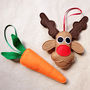 Rudolph And Carrot Felt Christmas Decoration Set, thumbnail 1 of 4