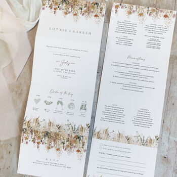 Whimsical Autumn Concertina Wedding Invitations With Integrated RSVP, 3 of 5