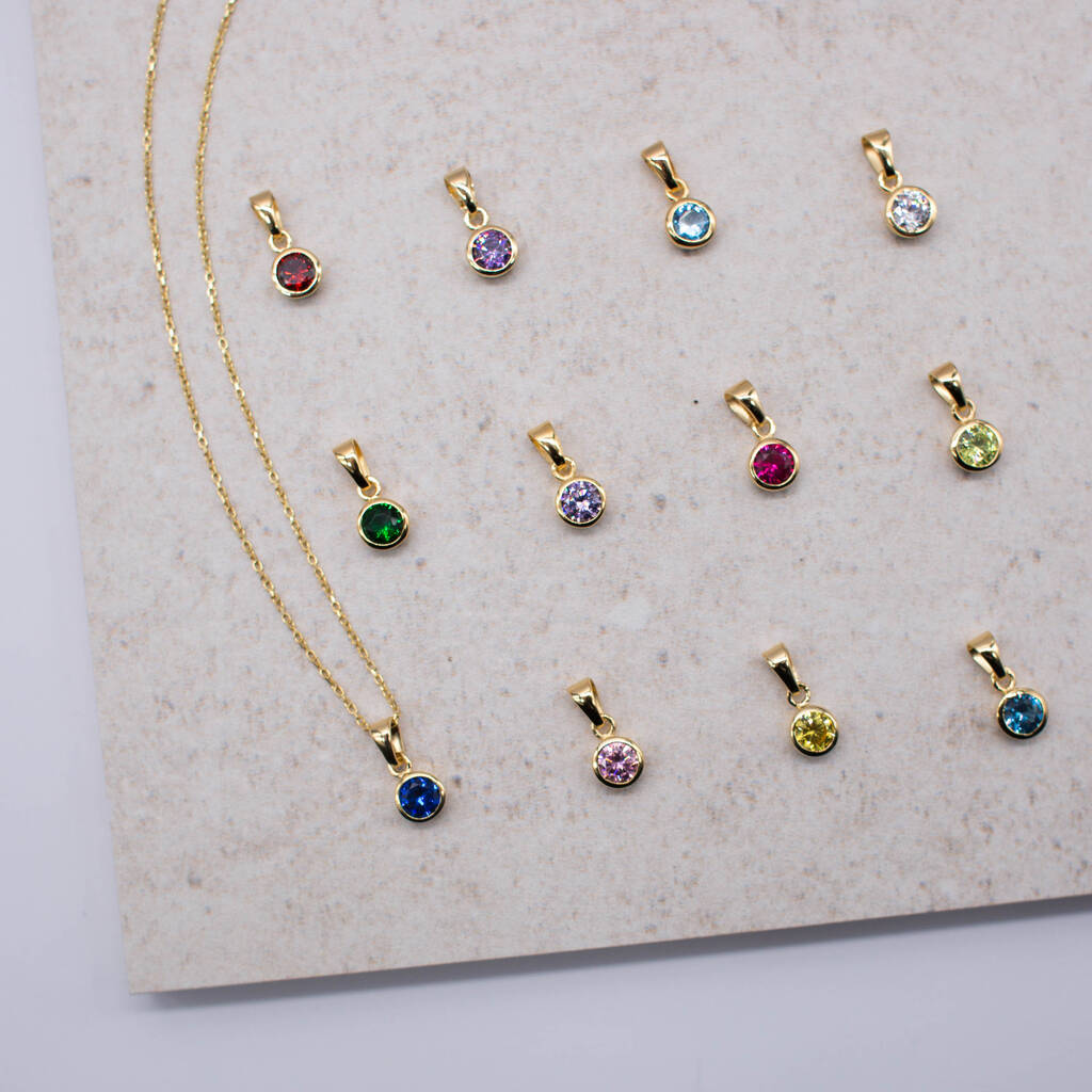 18ct Gold Plated Swarovski Crystal Birthstone Necklace, 1 of 5