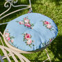 Set Of Two Blue Floral Round Seat Pads, thumbnail 3 of 6