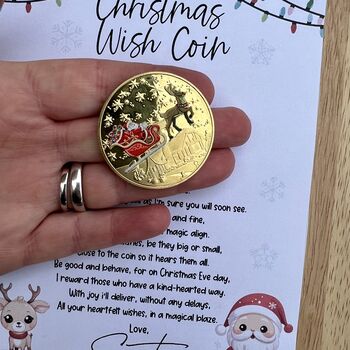 Christmas Wish Coin, Gold Plated Commemorative Coin, 3 of 8
