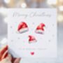 Personalised Family Santa Hats Christmas Card *Up To Six Santa Hats, thumbnail 2 of 6