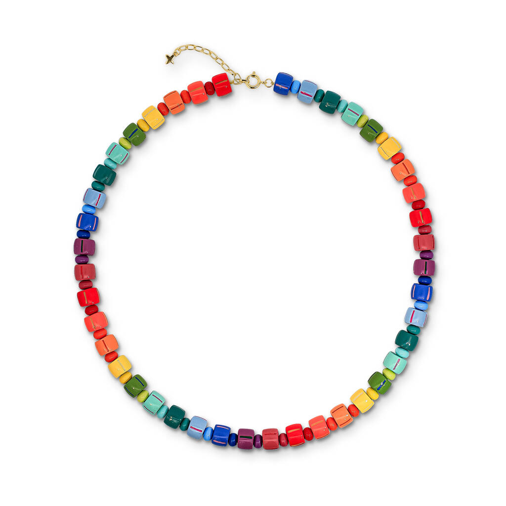 Multicoloured Rainbow Chunky Beaded Necklace