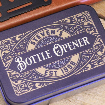 Personalised Bottle Opener Multi Tool Tin Gift, 2 of 6