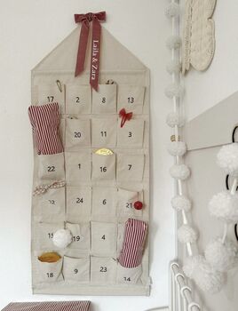Personalised Canvas Advent Calendar Velvet Bow, 2 of 11
