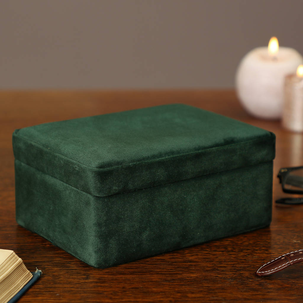 personalised emerald green velvet jewellery box by dibor