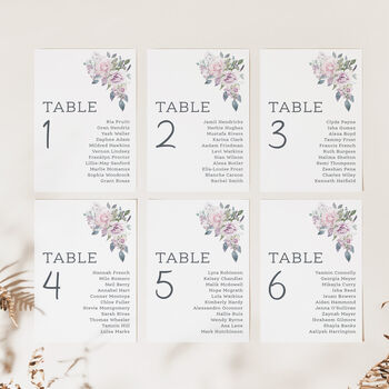 Wedding Seating Plan Cards Pink Lilac Floral, 2 of 7