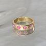 Enamel Pink Rings, Flower, Heart, Star / Gold Filled, thumbnail 2 of 8
