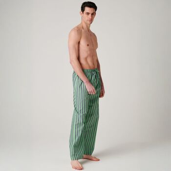 Men's 'Green Flash' Stripe Crisp Cotton Pyjama Trousers, 2 of 4