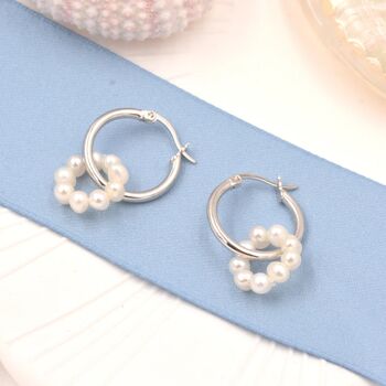 Pearl Wreath And Hoop Earrings Sterling Silver, 4 of 8