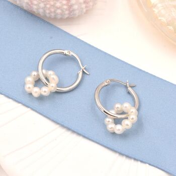 Pearl Wreath And Hoop Earrings Sterling Silver, 4 of 9