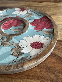 Mango Wood Round Serving Platter Tray, Chip And Dip, 3 of 7