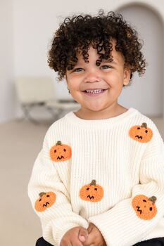 Halloween Pumpkin Applique Knit Jumper, 6 of 7