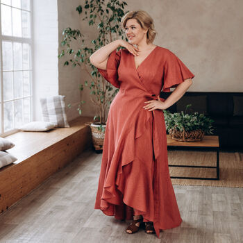Handmade Linen Wrap Maxi Dress By The Prancing Hare Handmade Linen Wrap Maxi Dress By The Prancing Hare