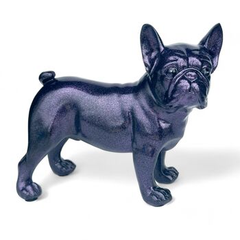 Standing French Bulldog Figurine, Purple Sparkle Finish, 2 of 7