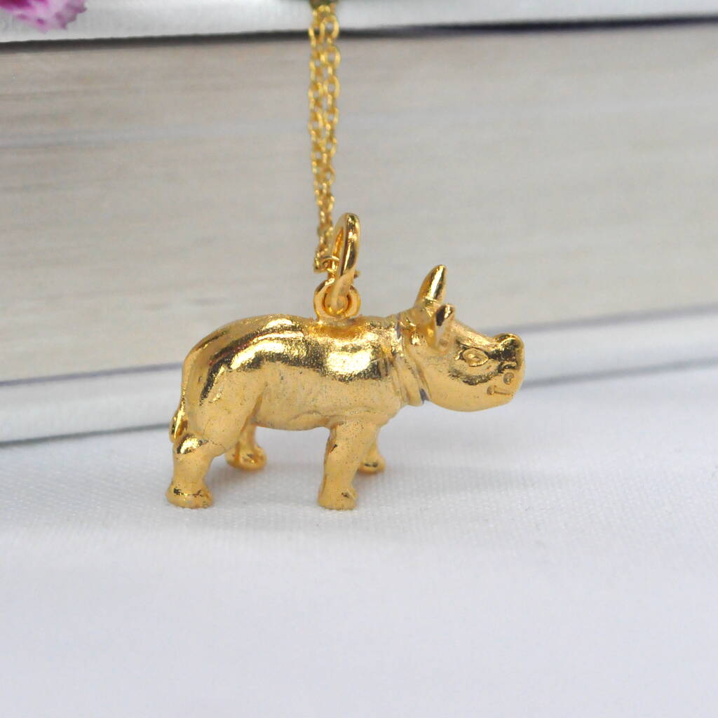 Baby Rhino Necklace Gold Plated, 1 of 4