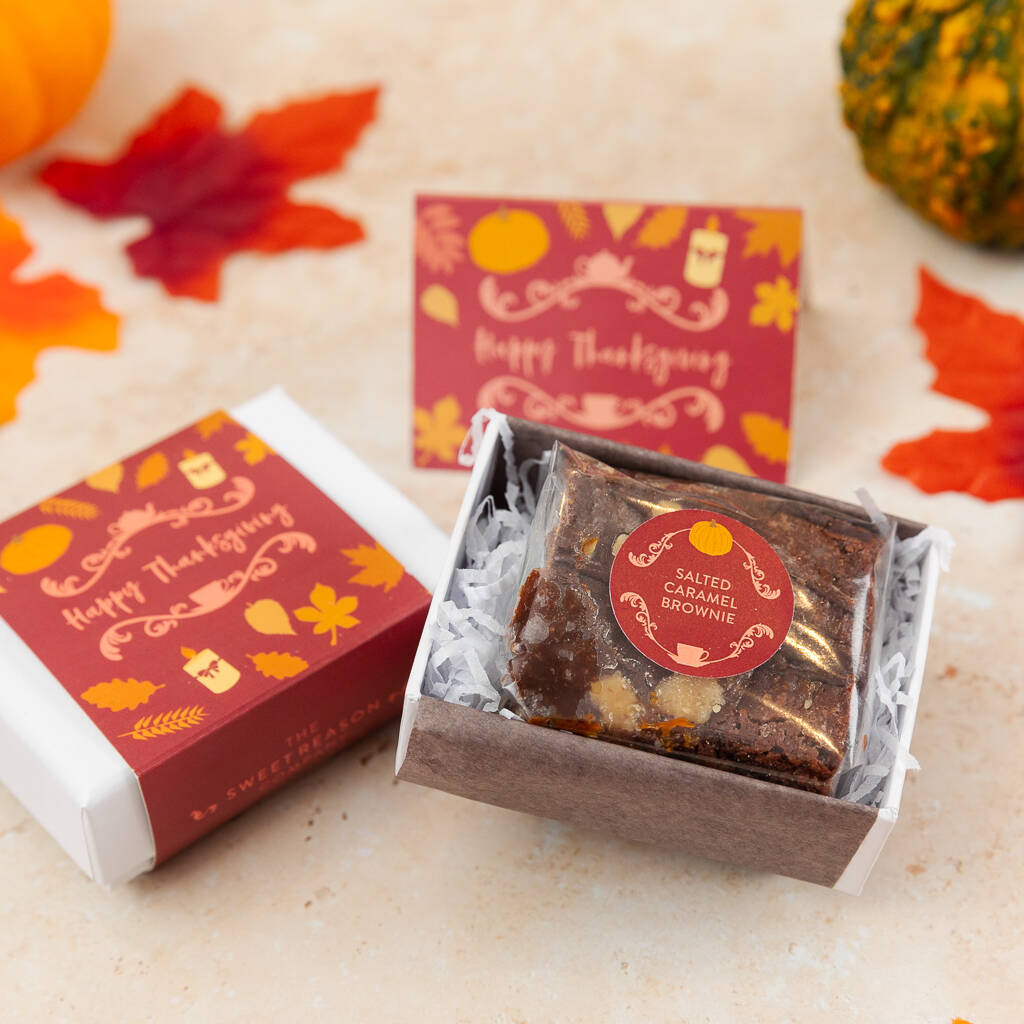 'Thanksgiving' Gluten Free Mini Brownie Gift Box, 1 of 3