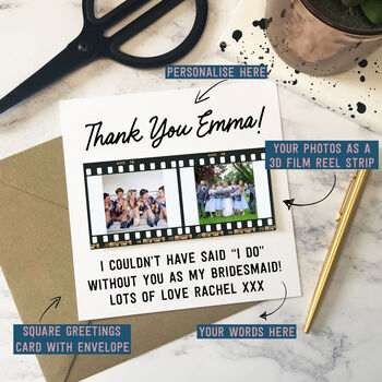 Personalised Wedding Thank You 3D Photo Card, 5 of 8