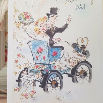 Wedding Day Vintage Style Greetings Card, 4 of 5