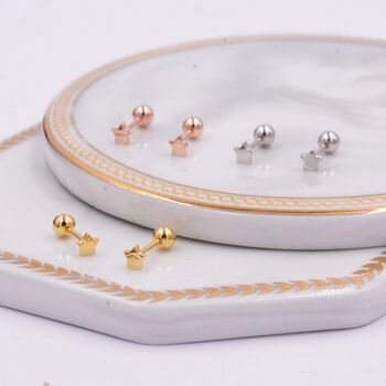 Tiny Star Screw Back Earrings In Sterling Silver, 8 of 12