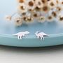Mismatched Parasaurolophus And T Rex Dinosaur Stud Earrings In Sterling Silver, thumbnail 6 of 11