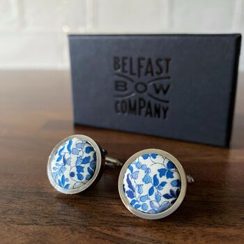 Liberty Cufflinks In Navy And White Ditsy Floral, 3 of 3