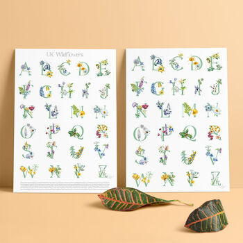 Inky Wildflower Alphabet A To Z Illustrated Print, 3 of 11