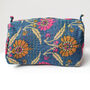 Handmade Toiletry Bag, Blue Kantha Stitch Sari Fabric, thumbnail 8 of 10