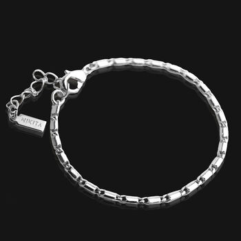 Flat Link Chain Adjustable Bracelet, Silver, 2 of 4