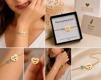Personalised Heart Charm Bracelet With Engrave Name Symbols, 11 of 12