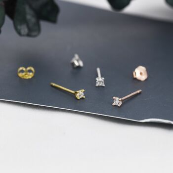 Barely Visible 2mm Cz Stud In Sterling Silver, 5 of 10