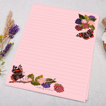 A5 Pink Letter Writing Paper With Butterfly And Berries, 3 of 4