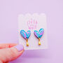 Colourful Abstract Heart Drop Earrings, thumbnail 10 of 11