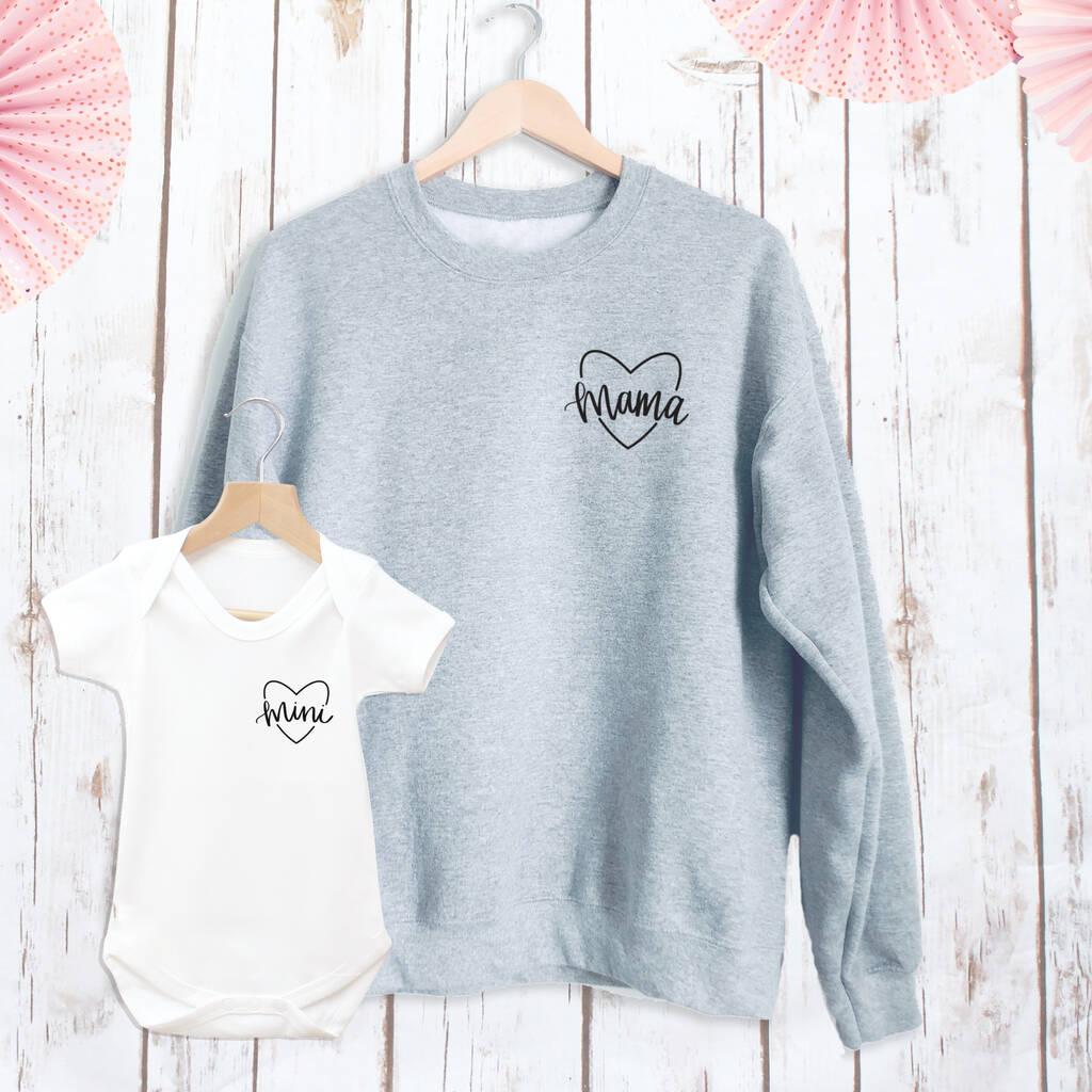 Mama And Baby Matching Heart Sweatshirt Set, 1 of 4