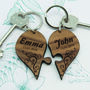 Personalised Couples' Romantic Joining Heart Keyring, thumbnail 1 of 2