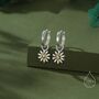 Aster Flower Charmed Hoop Earrings In Sterling Silver, thumbnail 1 of 11