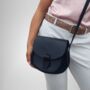 Crossbody Black Loop Closure Leather Saddle Bag Maya, thumbnail 2 of 5