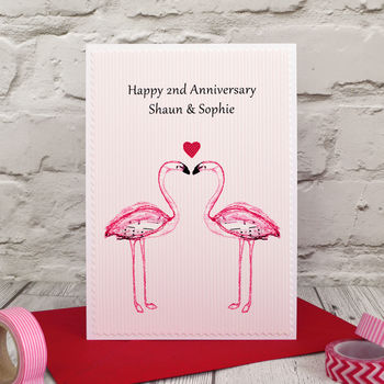 'Flamingo' Personalised Anniversary Card, 3 of 3
