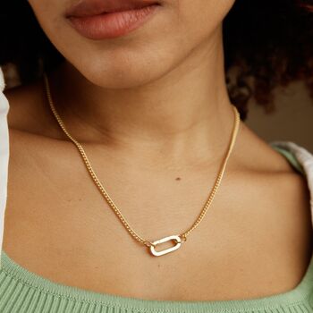 Paperclip Curb Chain Charm Necklace, 3 of 9
