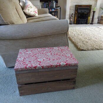 Vintage Style Apple Crate Seat, One Inch Cushion, 2 of 8