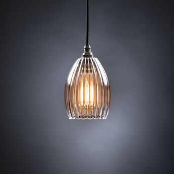 Clear Ribbed Glass Molly Pendant Light, 2 of 9