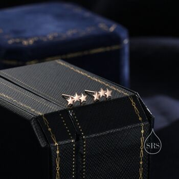 Star Trio Screw Back Earrings In Sterling Silver, 5 of 12