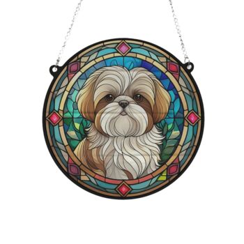 Lhasa Apso Stained Glass Effect Suncatcher, 3 of 6