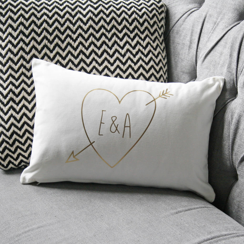 Personalised Gold Initials Cupid Cushion, 1 of 2