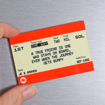 Personalised Train Ticket Fridge Magnet For Friend, 3 of 3