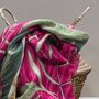 Tropical Leaves And Flowers Print Scarf In Red, thumbnail 2 of 4