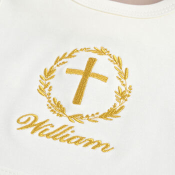 Personalised Ivory Bib For Christening, 4 of 5