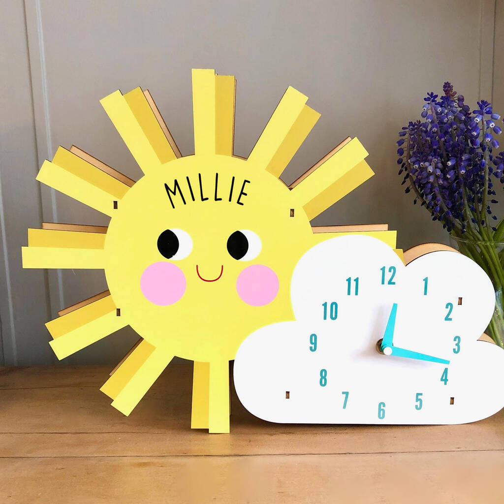 Children's Wooden Clock By Pink Pineapple Home & Gifts